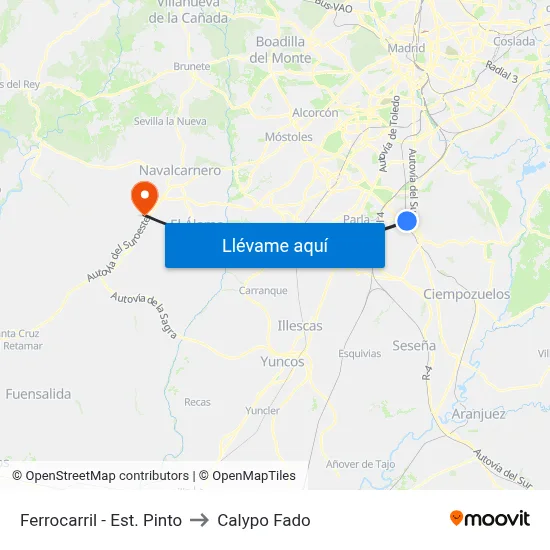 Ferrocarril - Est. Pinto to Calypo Fado map