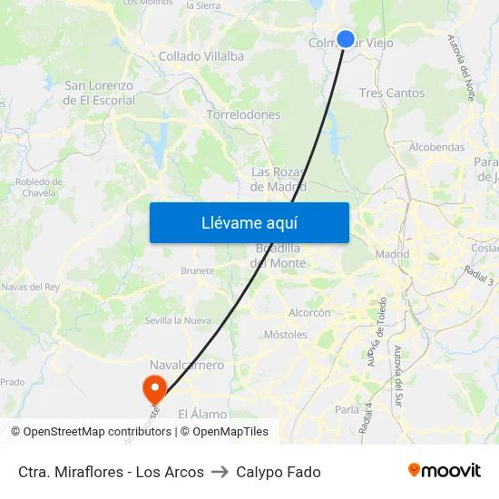 Ctra. Miraflores - Los Arcos to Calypo Fado map