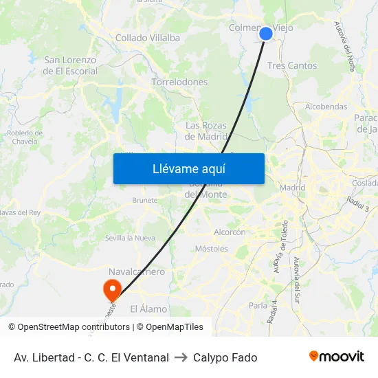 Av. Libertad - C. C. El Ventanal to Calypo Fado map