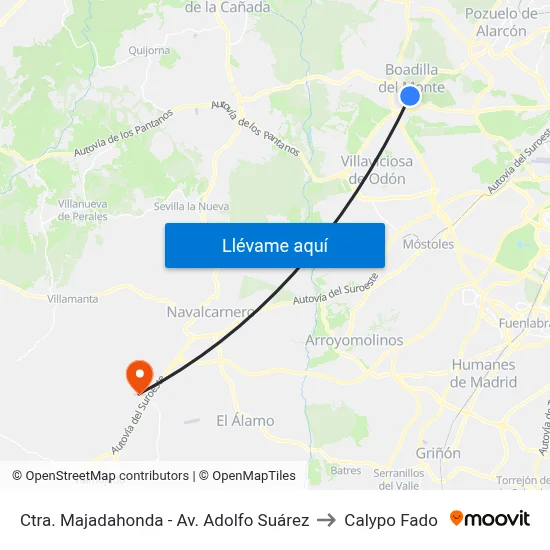 Ctra. Majadahonda - Av. Adolfo Suárez to Calypo Fado map