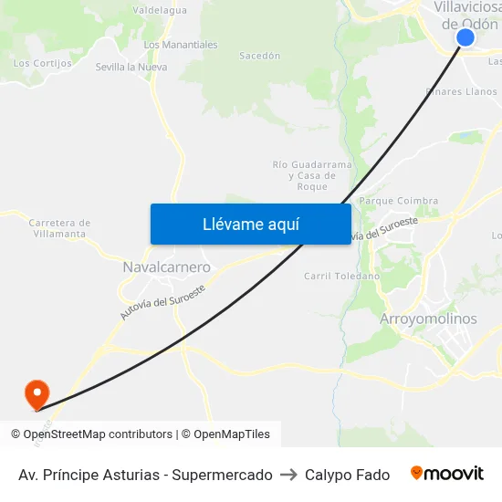 Av. Príncipe Asturias - Supermercado to Calypo Fado map
