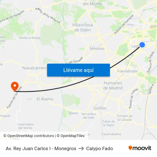 Av. Rey Juan Carlos I - Monegros to Calypo Fado map