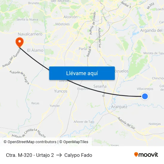 Ctra. M-320 - Urtajo 2 to Calypo Fado map
