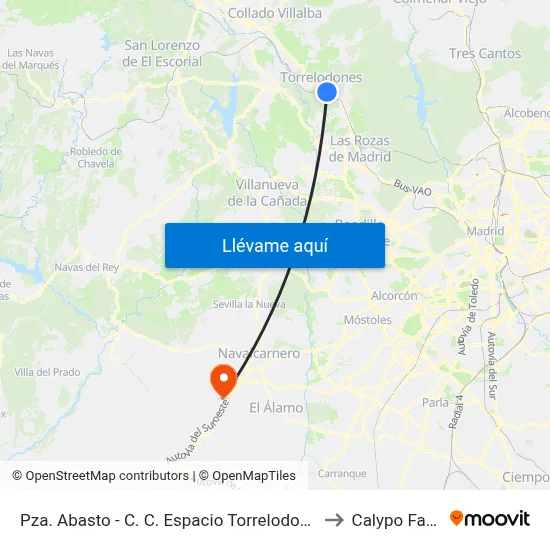 Pza. Abasto - C. C. Espacio Torrelodones to Calypo Fado map