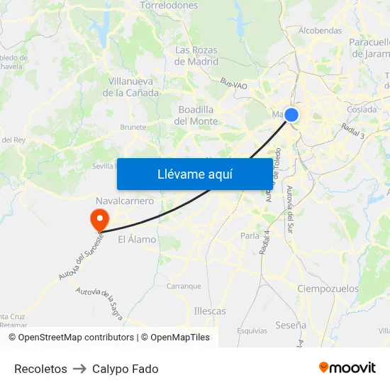 Recoletos to Calypo Fado map