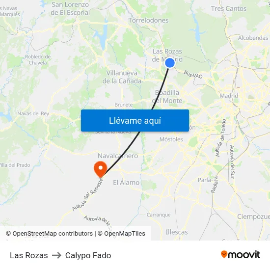 Las Rozas to Calypo Fado map