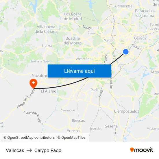 Vallecas to Calypo Fado map