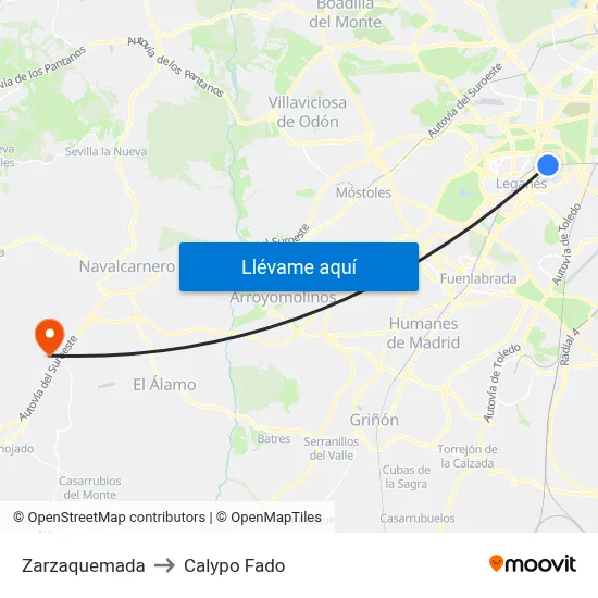 Zarzaquemada to Calypo Fado map