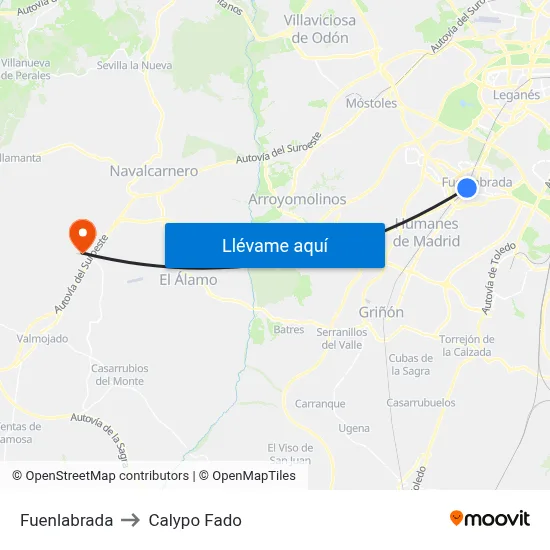 Fuenlabrada to Calypo Fado map