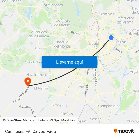 Canillejas to Calypo Fado map