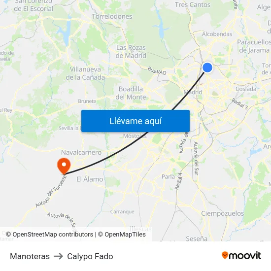 Manoteras to Calypo Fado map