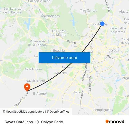 Reyes Católicos to Calypo Fado map