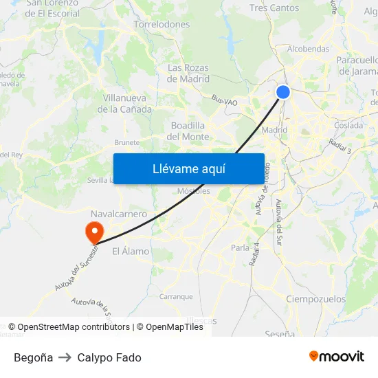 Begoña to Calypo Fado map