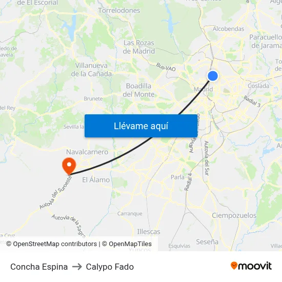 Concha Espina to Calypo Fado map