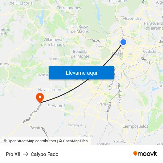 Pío XII to Calypo Fado map
