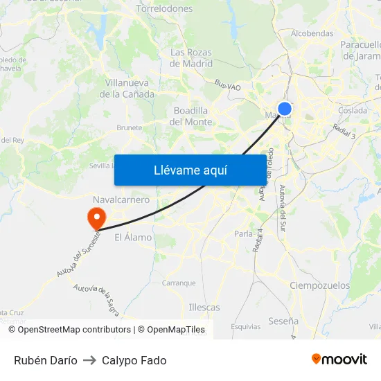 Rubén Darío to Calypo Fado map