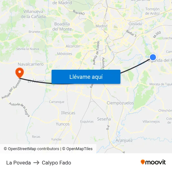 La Poveda to Calypo Fado map