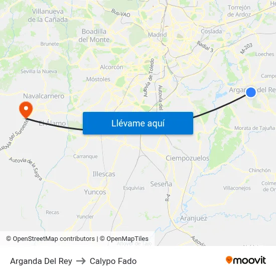 Arganda Del Rey to Calypo Fado map