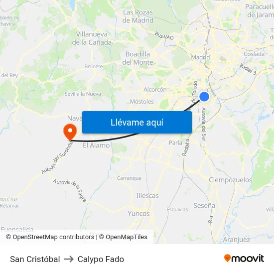San Cristóbal to Calypo Fado map