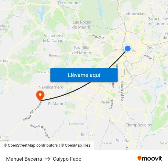 Manuel Becerra to Calypo Fado map