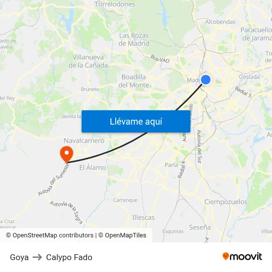 Goya to Calypo Fado map