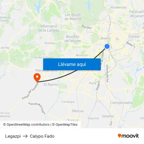 Legazpi to Calypo Fado map