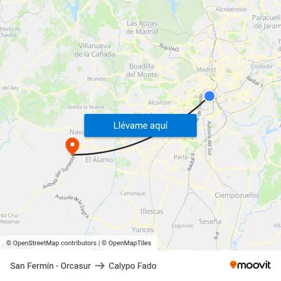 San Fermín - Orcasur to Calypo Fado map
