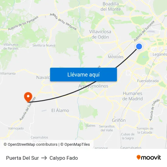 Puerta Del Sur to Calypo Fado map