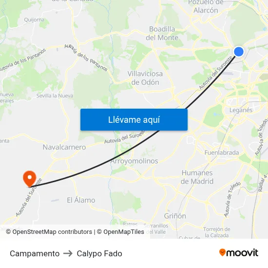 Campamento to Calypo Fado map