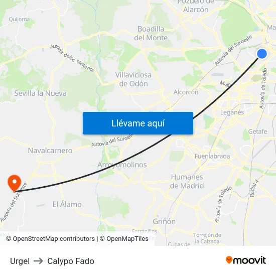 Urgel to Calypo Fado map