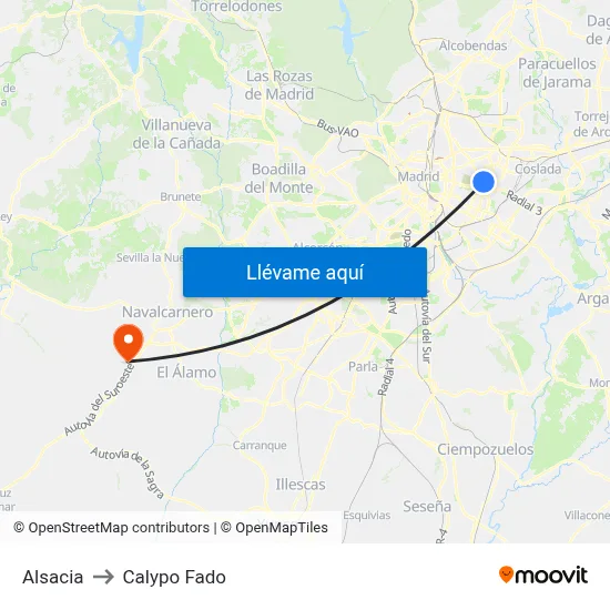 Alsacia to Calypo Fado map