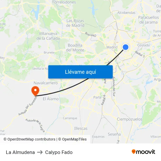 La Almudena to Calypo Fado map