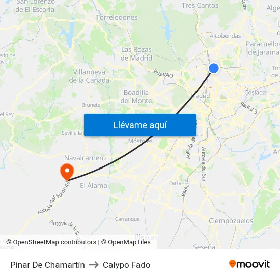 Pinar De Chamartín to Calypo Fado map