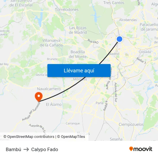 Bambú to Calypo Fado map