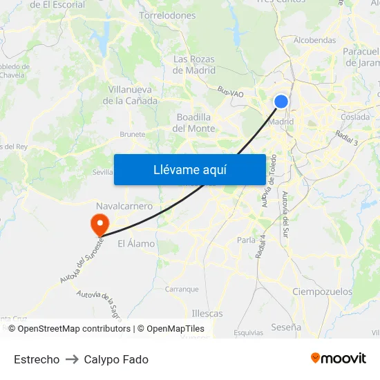 Estrecho to Calypo Fado map