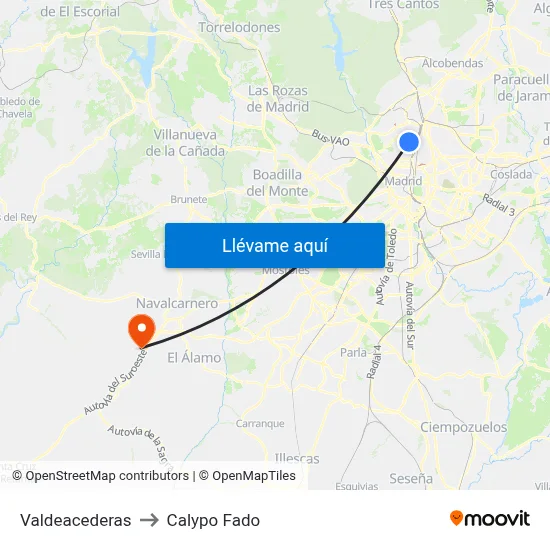 Valdeacederas to Calypo Fado map