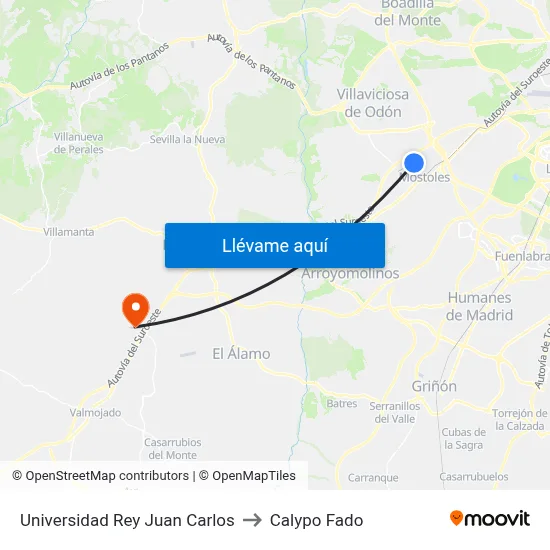 Universidad Rey Juan Carlos to Calypo Fado map