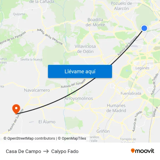 Casa De Campo to Calypo Fado map