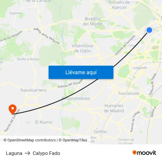 Laguna to Calypo Fado map