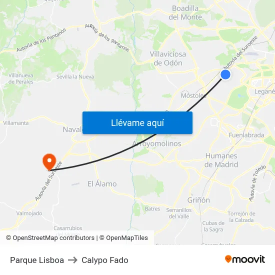 Parque Lisboa to Calypo Fado map