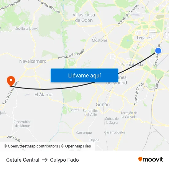 Getafe Central to Calypo Fado map