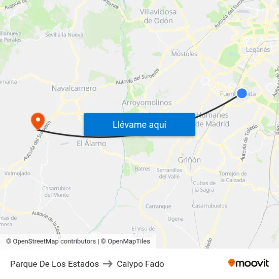 Parque De Los Estados to Calypo Fado map