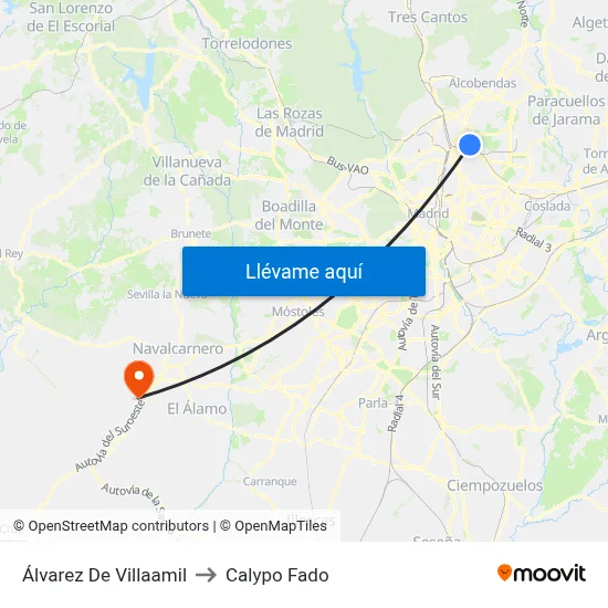 Álvarez De Villaamil to Calypo Fado map