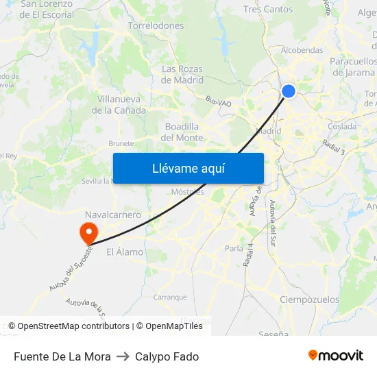 Fuente De La Mora to Calypo Fado map