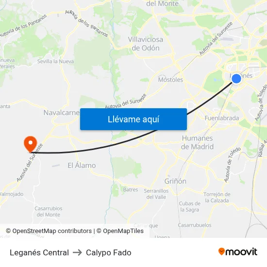 Leganés Central to Calypo Fado map