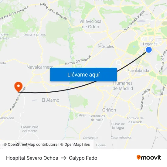 Hospital Severo Ochoa to Calypo Fado map