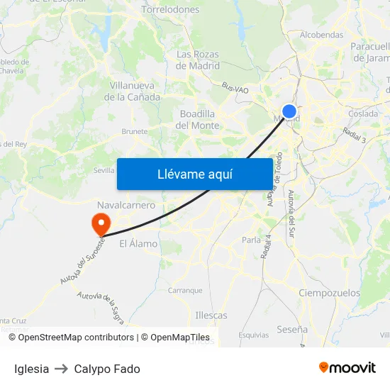 Iglesia to Calypo Fado map