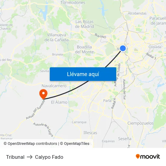 Tribunal to Calypo Fado map