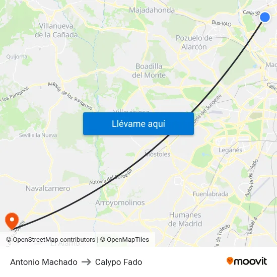 Antonio Machado to Calypo Fado map