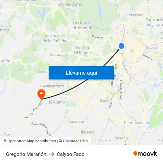 Gregorio Marañón to Calypo Fado map